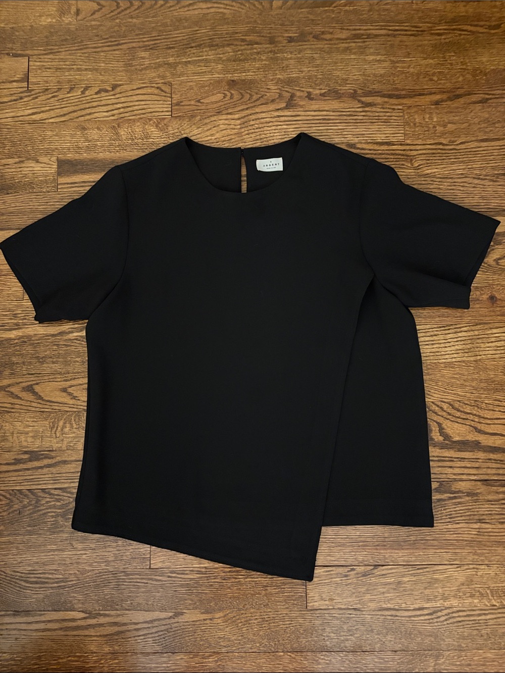 ARGENT sz 8 EUC black asymmetrical work going out top